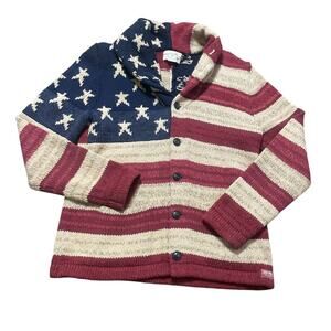 Ralph Lauren Denim & Supply Sweater Mens Large American Flag Cardigan Heavy RARE